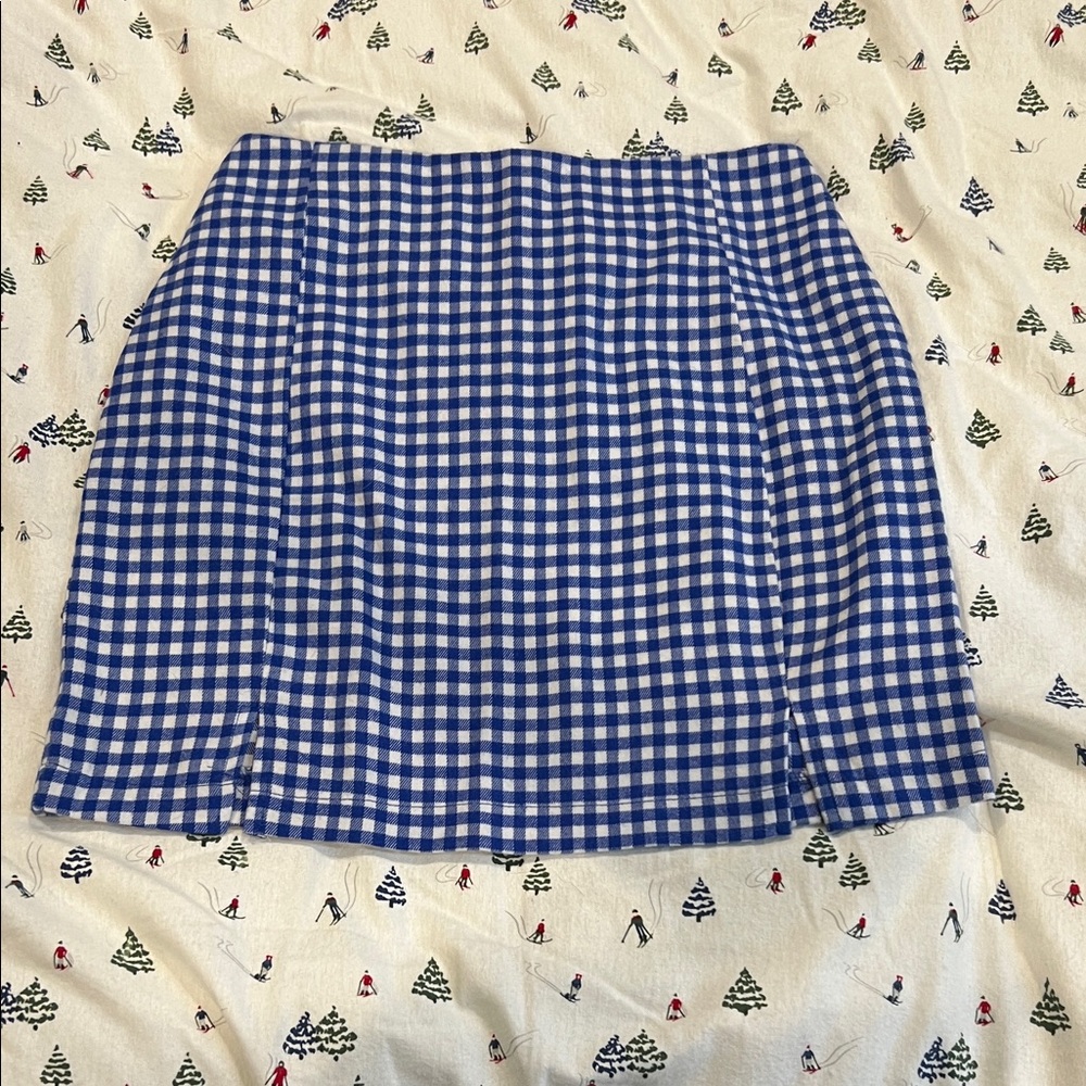 Love on a Hanger Blue and White Gingham Mini Skirt